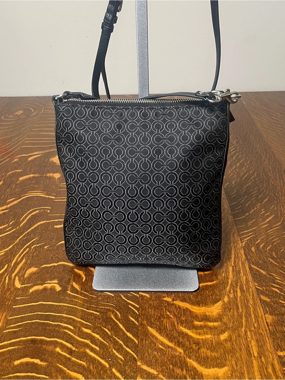Coach Optic C Black & Silver Signature Messenger Crossbody